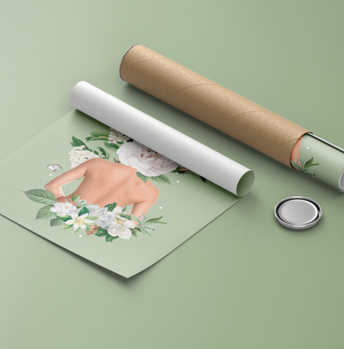 Free Rolled Canvas Poster with Tube Mockup